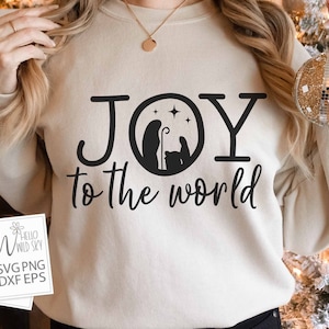 Alegría al mundo Natividad SVG Clipart, Alegría al mundo SVG, Signo de Navidad SVG, Silueta, Dxf, Invierno Svg,