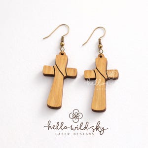 Cross Earring Bundle SVG, Religious Cross LaserCut, Easter Wood Earring Svg, Christian Cross Earrings SVG, Earrings Glowforge Svg image 5