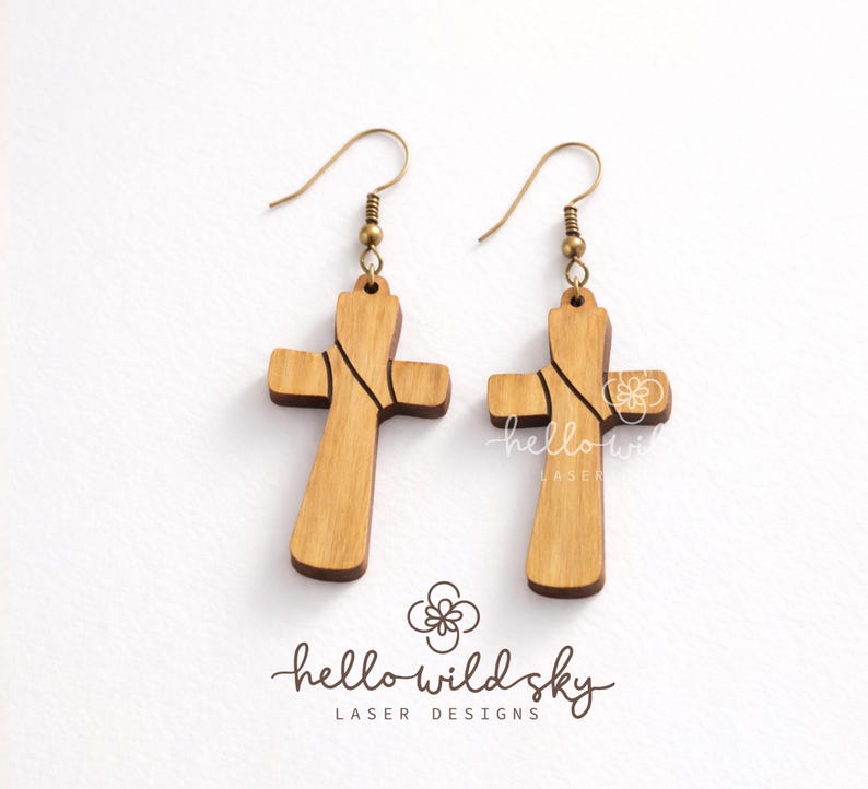 Cross Earring Bundle SVG, Religious Cross LaserCut, Easter Wood Earring Svg, Christian Cross Earrings SVG, Earrings Glowforge Svg image 5