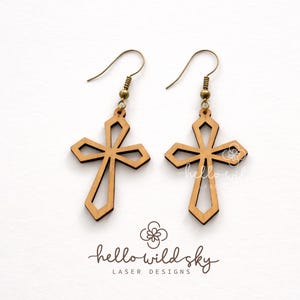 Cross Earring Bundle SVG, Religious Cross LaserCut, Easter Wood Earring Svg, Christian Cross Earrings SVG, Earrings Glowforge Svg image 8