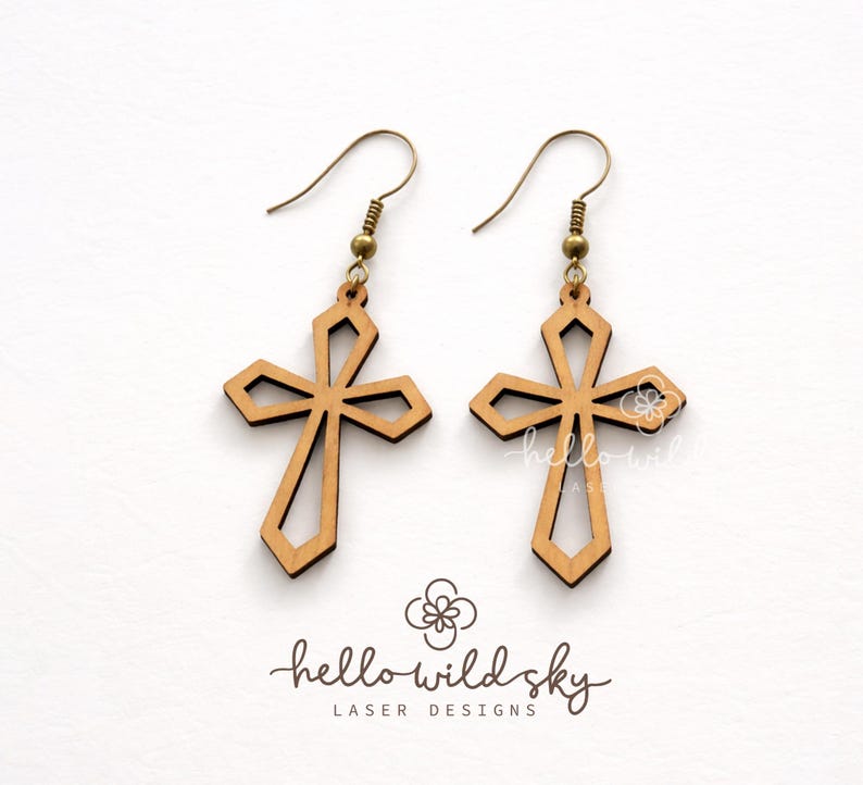 Cross Earring Bundle SVG, Religious Cross LaserCut, Easter Wood Earring Svg, Christian Cross Earrings SVG, Earrings Glowforge Svg image 8