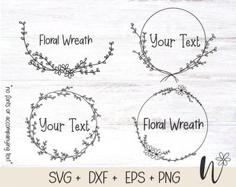 Couronne florale SVG, Floral Frame SVG, Floral Circle Frame, fleur svg, svg cadre géométrique, couper fichier svg, cricut, téléchargement immédiat