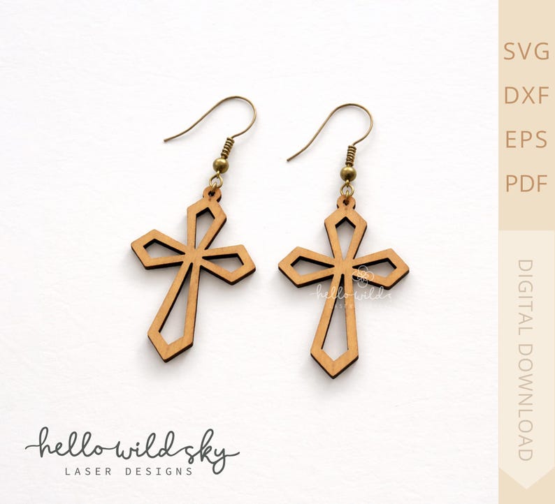 Cross Earring Bundle SVG, Religious Cross LaserCut, Easter Wood Earring Svg, Christian Cross Earrings SVG, Earrings Glowforge Svg image 10