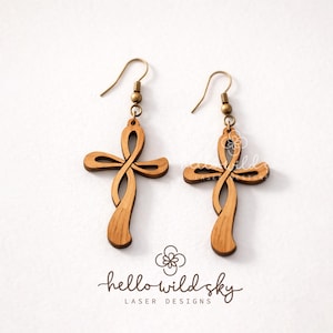 Cross Earring Bundle SVG, Religious Cross LaserCut, Easter Wood Earring Svg, Christian Cross Earrings SVG, Earrings Glowforge Svg image 6