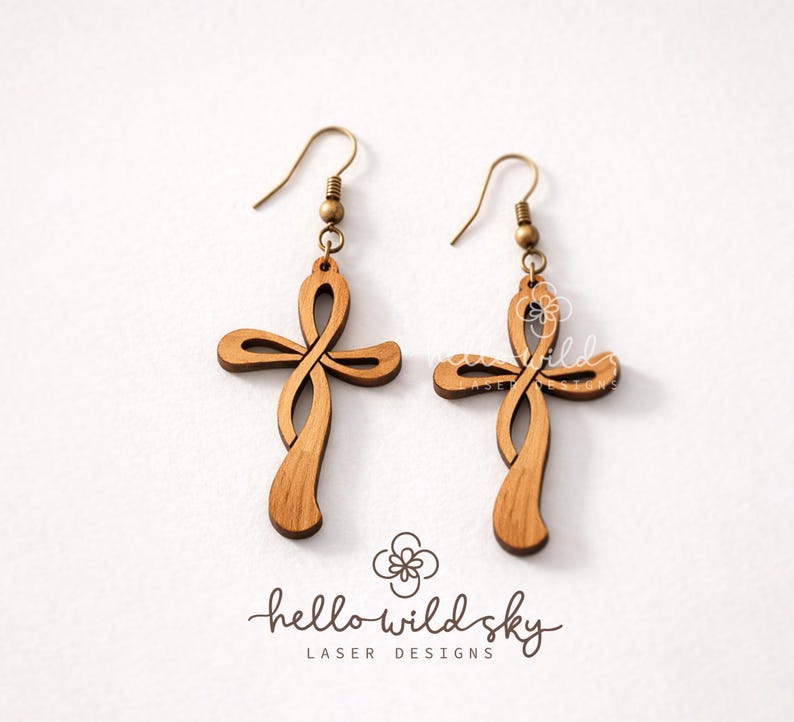 Cross Earring Bundle SVG, Religious Cross LaserCut, Easter Wood Earring Svg, Christian Cross Earrings SVG, Earrings Glowforge Svg image 6