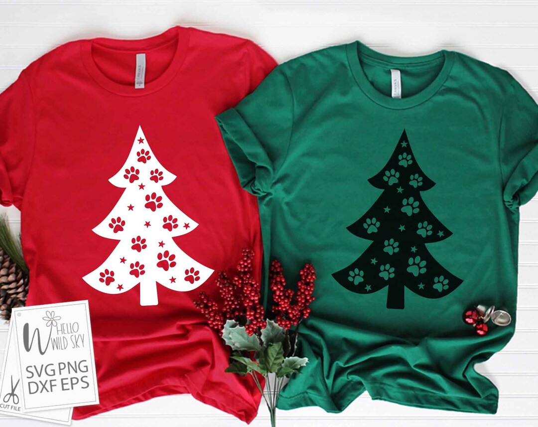Paw Christmas Tree SVG, Paw Tree Svg, Christmas Family Shirts SVG