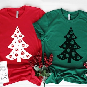 Paw kerstboom SVG, Paw Tree SVG, kerst familie shirts SVG, kerst teken SVG, kerstboom SVG, huisdier Kerstmis SVG, Kerstmis PNG