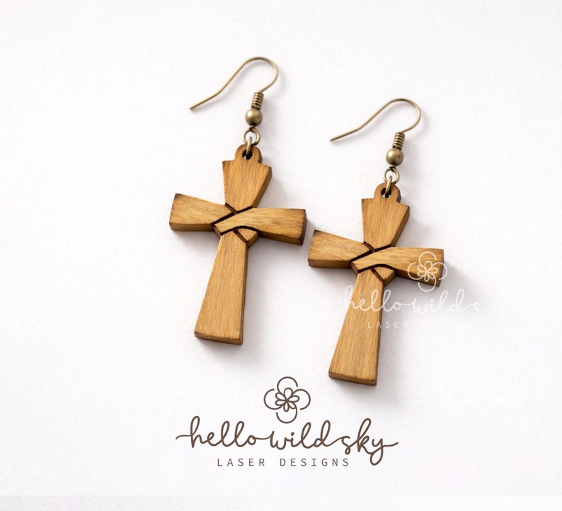 Cross Earring Bundle SVG, Religious Cross LaserCut, Easter Wood Earring Svg, Christian Cross Earrings SVG, Earrings Glowforge Svg image 9