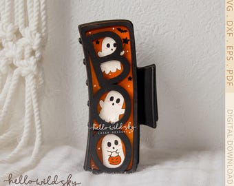 Boo Ghost Hair Clip SVG, Ghost Claw Clip 4.1", Cute Ghost Hair Clip Design, Halloween Boo Hair Clip file (Digital Download)