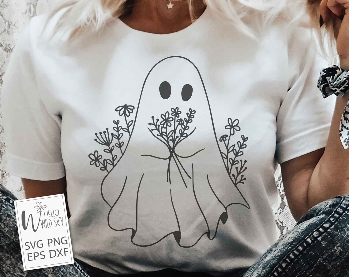 Cute Flower Ghost Svg, Cute Ghost Svg, Flower Ghost Svgpng, Flower