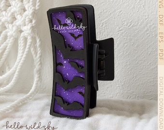 Halloween Bat Hair Clip SVG, Bat Claw Clip Laser Cut File, Spooky Halloween Hair Clip 4.1",  (Digital Download)