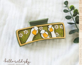 Goose Hair Clip Laser File, Geese Claw Clip SVG file, Three Geese Laser Hair clip (Digital Download)