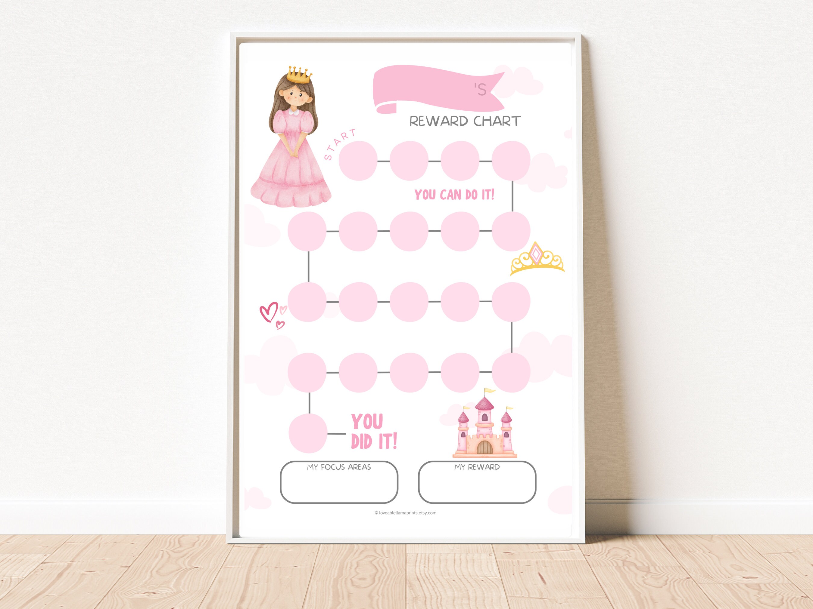 Brunette Princess Reward Chart Printable Princess Themed - Etsy
