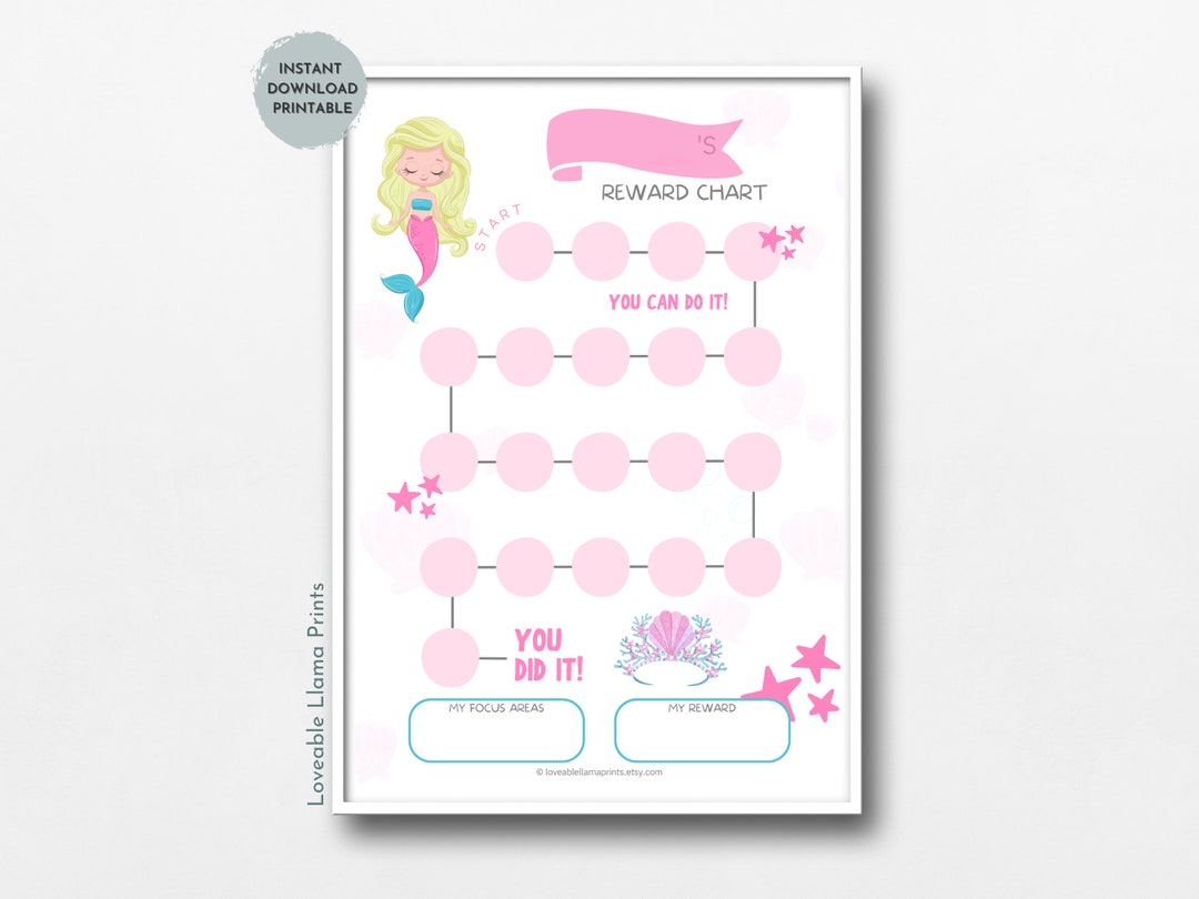 Mermaid Reward Chart Printable Mermaid Behavior Chart Daily - Etsy