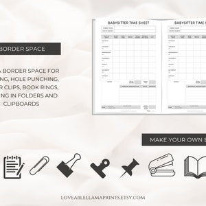 Printable Babysitter Time Sheet Timesheet Tracker for Babysitter Nanny and Carer Printable Nanny ...