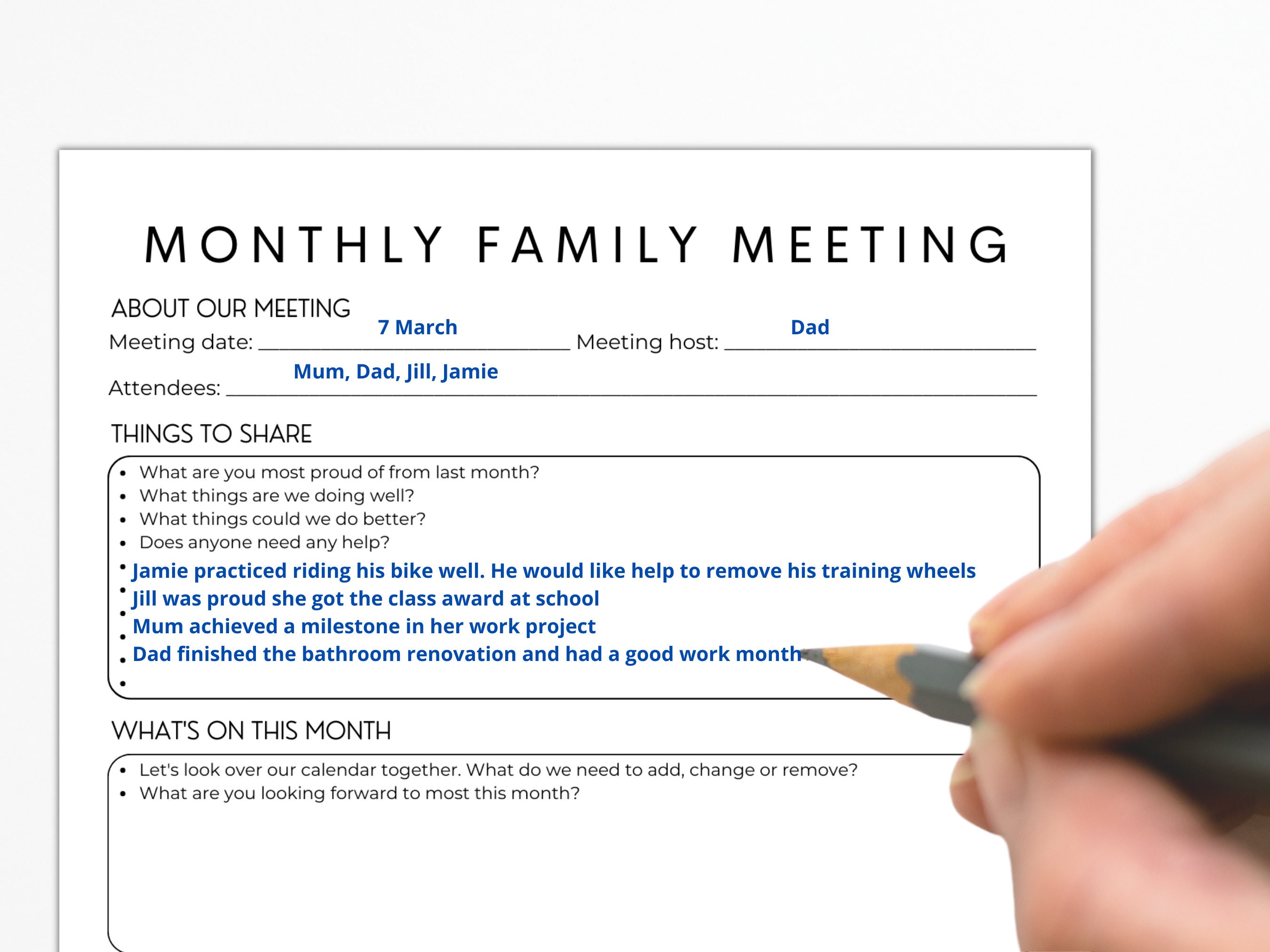 Family Meeting Template Bundle Intentional Parenting to Create Positive