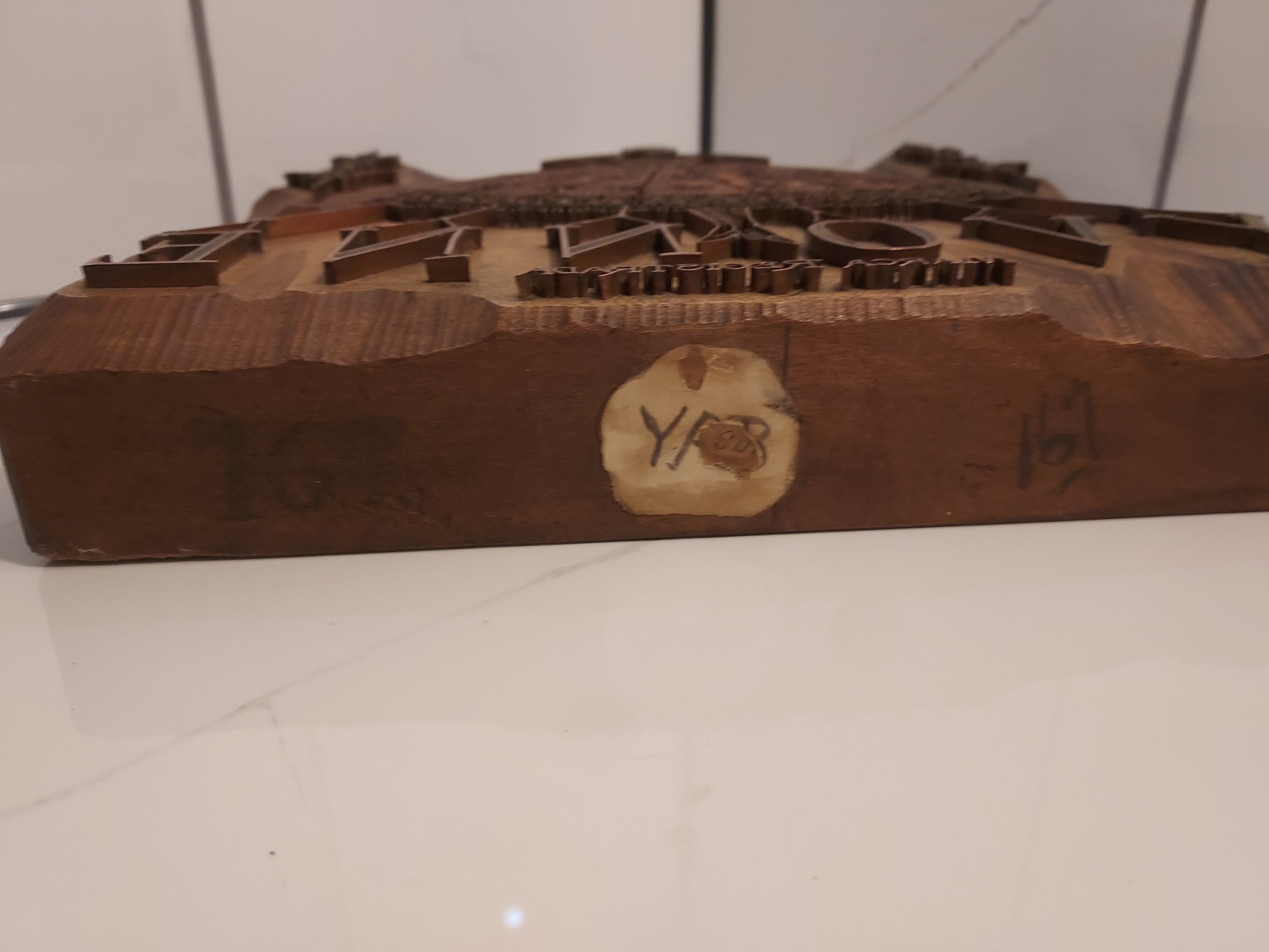 Antique Sycamore & Copper 'YVONNE' Printing Block/boltstamp. Made by