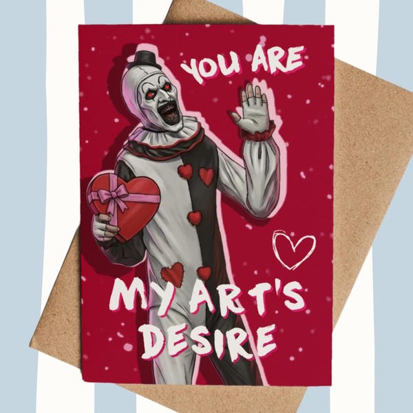 Terrifier Inspired Art the Clown Valentine's Card - Art's Desire - Horror Love - Fun - Anniversary