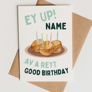 Yorkshire Pudding Birthday Card - Hand Drawn Design - Ey Up