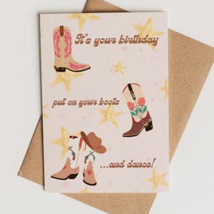 Country Cowboy Boots Birthday Card – Handmade Greeting Card