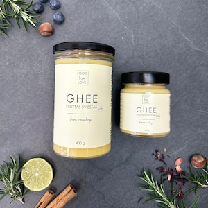 Ghee, Ghee Butter, Clarified Butter, Butter Oil, Natural Ghee, Ayurvedic Ghee, Lactose Free Butter, Set of 400 g (14.1 oz) + 160 g (5.6 oz)