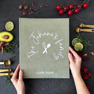 Libro de recetas personalizado: libro de cocina con fundas, organizador de recetas, regalo de cocina, carpeta de recetas tamaño carta (A4/A5, 3-4 anillas), libro de cocina.