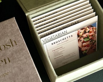 Aangepaste receptenkaartdoos met verdelers en beschermers | Gepersonaliseerde familiereceptendoos | Kookcadeau voor mama of papa