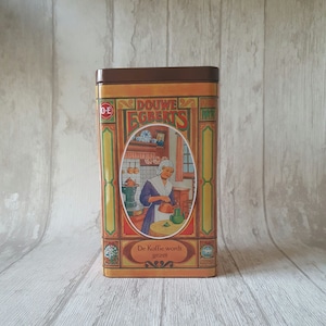 Douwe Egberts Vintage coffee storage tin from the 1970s