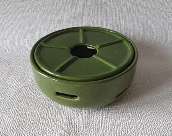 Vintage grote groene theepotwarmer van keramiek, diameter 17,5 cm