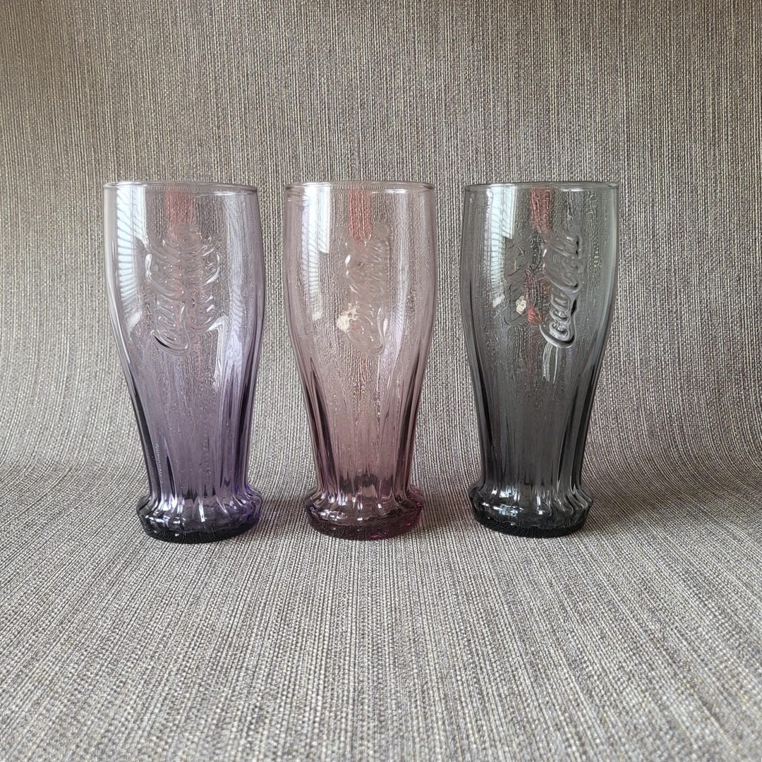 Coca Cola Inverted Coca-cola Set of 3 Vintage Coca-cola Bottle Glasses | Pink, Purple, and ...