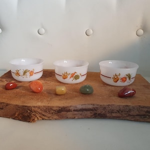 Arcopal France "Pot au Feu" Set van 3 Vintage Melkglas Schaaltjes