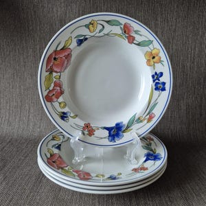 Wood & Sons Alpine Meadow Vintage Set med 4 djupa tallrikar/sopptallrikar med färgglad blomdekor