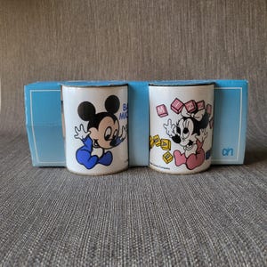 Set of 2 Baby Mickey & Minnie Mouse Mugs Walt Disney Company 1987 | Vintage mugs from Albert Heijn and Coloroll KilnCraft England