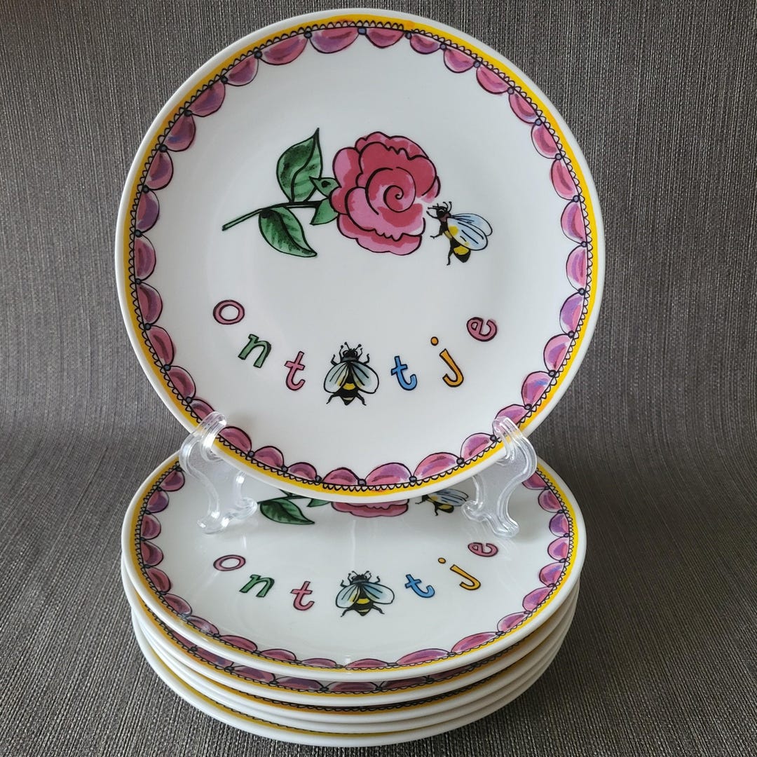 Pickwick Raspberry Rose Pickwick Set of 6 Cheerful Breakfast Plates With