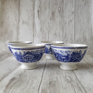 ALPES B.F. (Boch Frerès) Charming Vintage Bowls with Alpine Scene | Belgian Ceramics (1920-1956) | Café au lait bowls