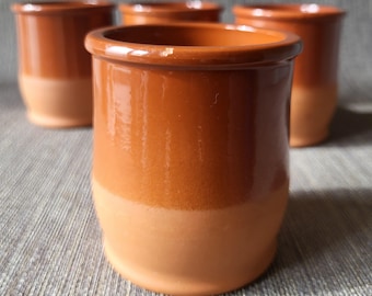 Cermer "la fermière" Vintage French Glazed Terracotta Brown Yogurt Pots | Sold individually