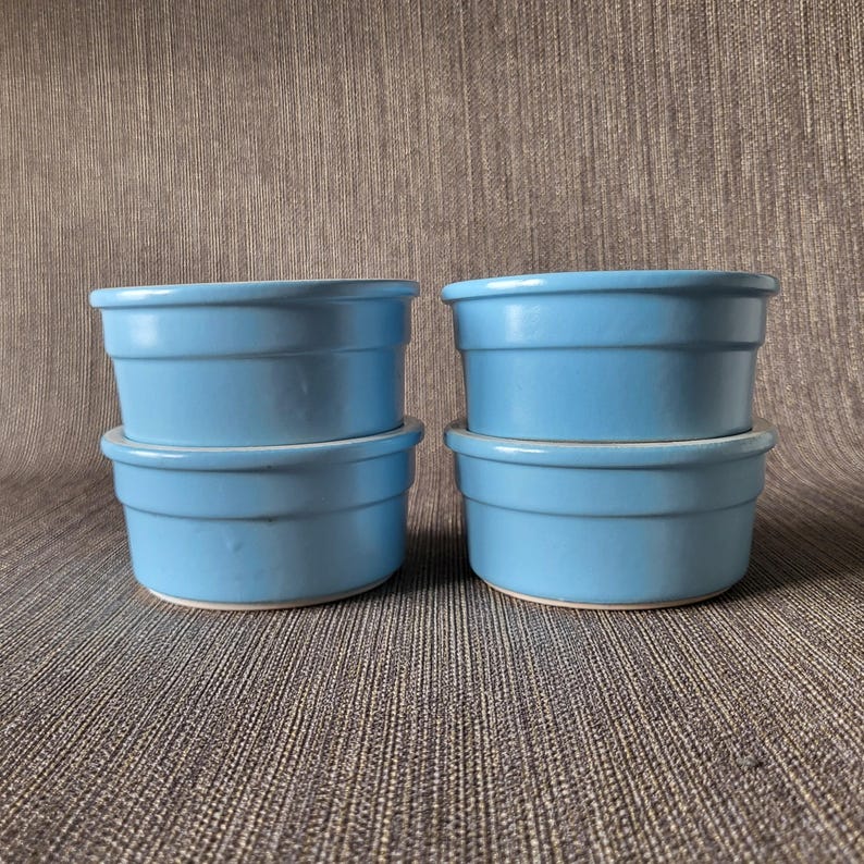 Cermer Vintage Ramekins for the Perfect Crème Brûlée in Various Colors 4x Blauw