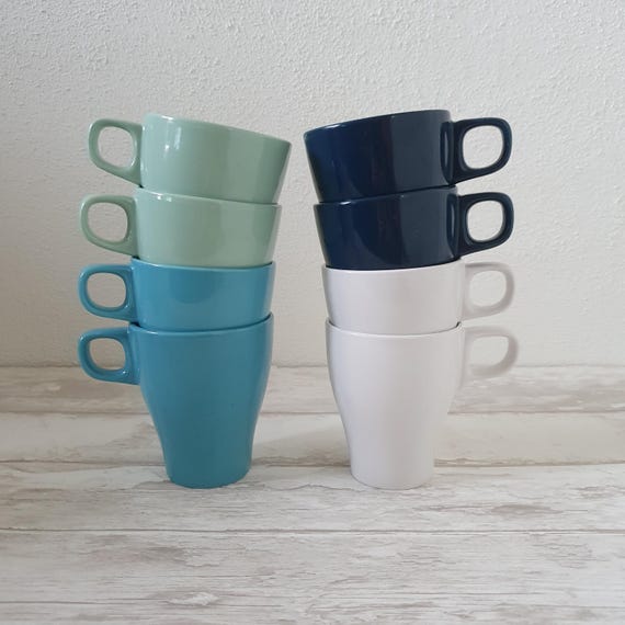 Buy Set of 2 Vintage IKEA Färgrik Mugs | Ceramic | Mint Green, Turquoise, Dark Blue, or White | Scandinavian Design | Mint Condition! Online in India