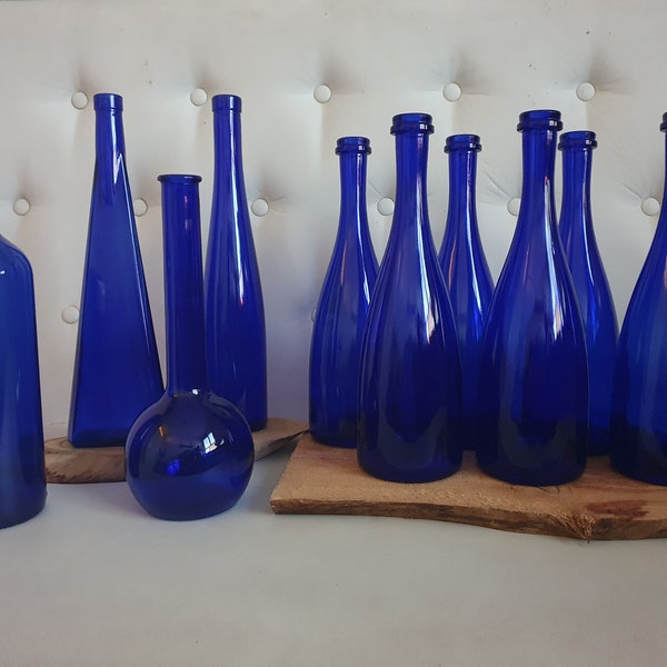 Decorative Blue Glass Bottles Etsy