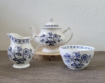 イギリス　ヴィンテージ　英国　コーヒーポットカップセット　J&G Meakin J&G Meakin製 ヴィンテージブルー 北欧陶器 コーヒー/ティーポット