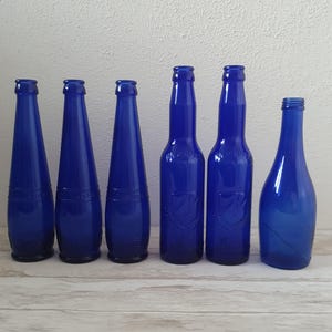 Vintage blue (water/beer/wine) bottles with a capacity of 0.33 liters or 0.25 liters | decorative narrow vases | blue solar water bottles