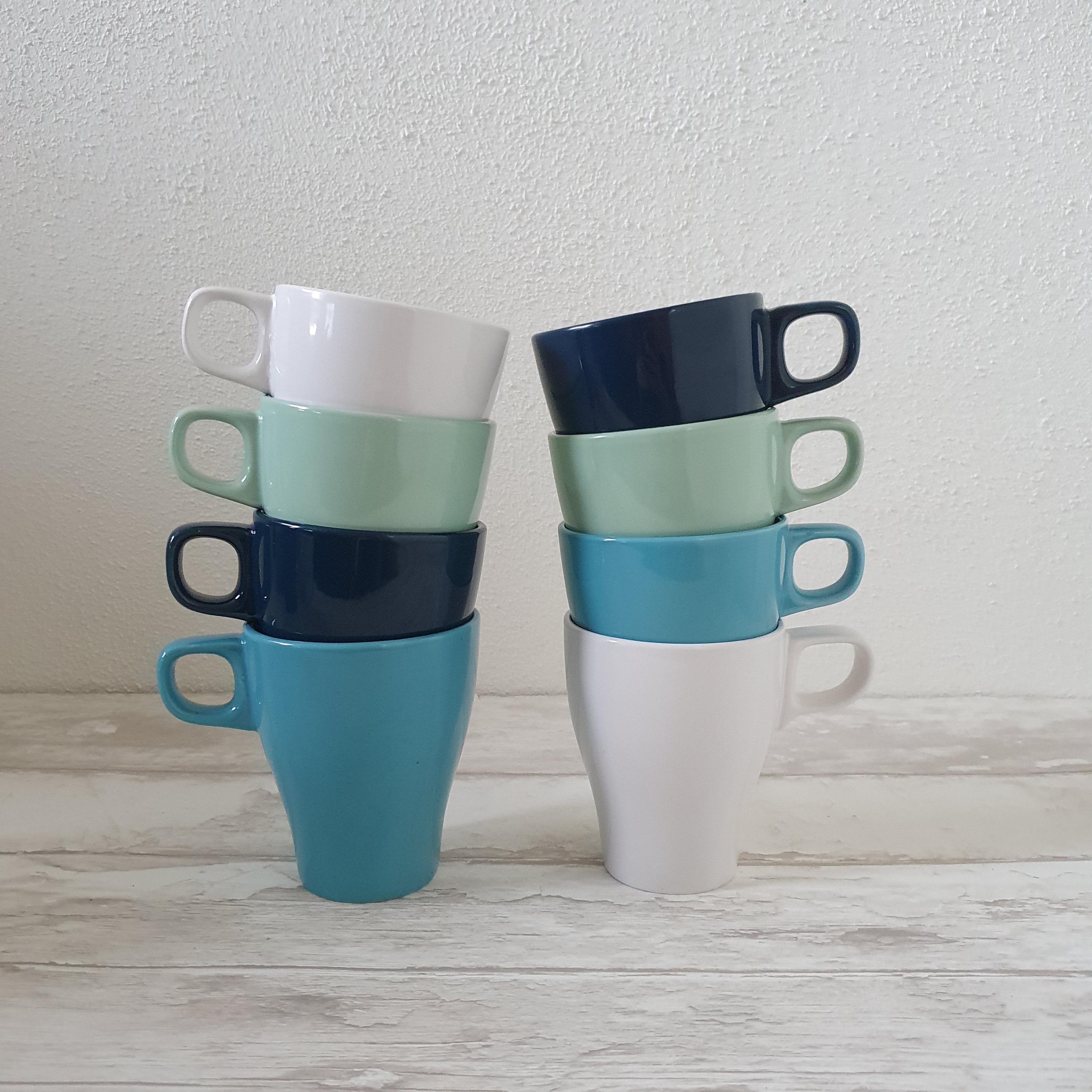 2er-Set Vintage IKEA Färgrik-Becher | Keramik | Mintgrün, Türkis, Dunkelblau oder Weiß | Skandinavisches Design | Neuwertiger Zustand!
