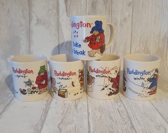 Tasses Paddington vintage Il est toujours temps de prendre un café, faites une pause, tasses à café en céramique automne, hiver, printemps, été avec grande anse