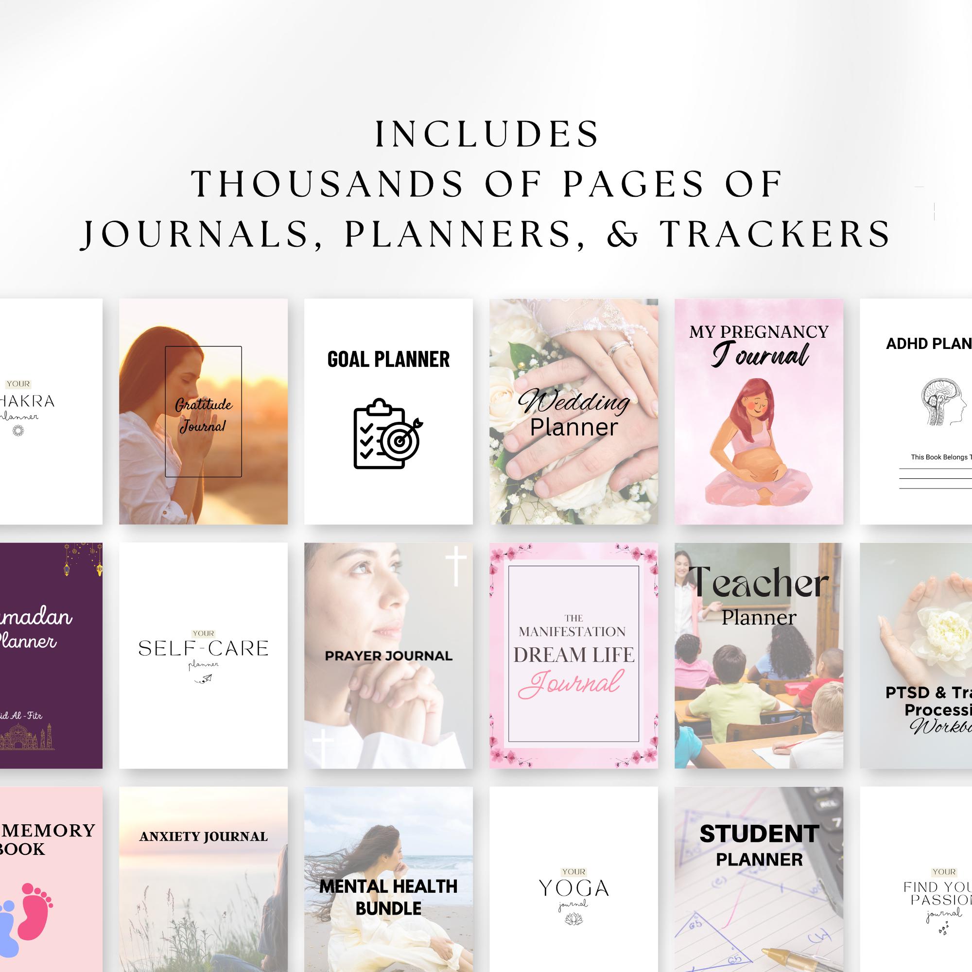 Canva Template Bundle - 100 Journals, Planners, Trackers | Done-for-you ...