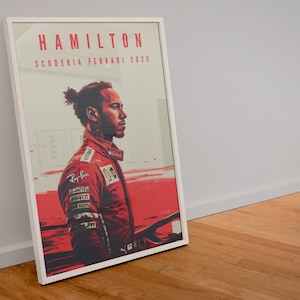 F1 Lewis Hamilton Poster Formula 1 Scuderia Ferrari 2025 mock up artwork vertical wall art living room bedroom gift brother dad fan
