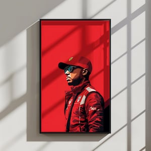 F1 Lewis Hamilton Poster Formula 1 Scuderia Ferrari 2025 mock up artwork vertical wall art living room bedroom gift brother dad fan
