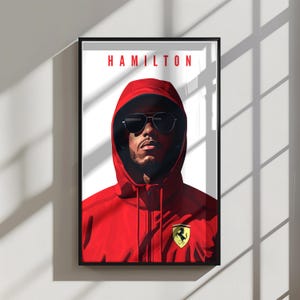 F1 Lewis Hamilton Poster Formula 1 Scuderia Ferrari 2025 mock up artwork vertical wall art living room bedroom gift brother dad fan