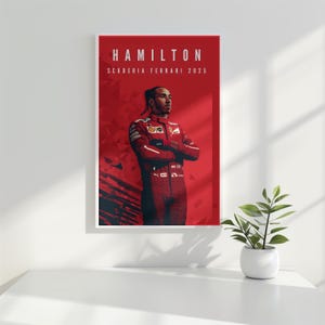 F1 Lewis Hamilton Poster Formula 1 Scuderia Ferrari 2025 mock up artwork vertical wall art living room bedroom gift brother dad fan