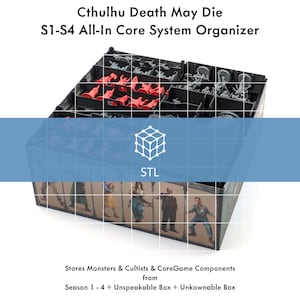 Digital Core System Organizer for Cthulhu Death May Die Season 1 to 4 Kickstarter contents (Digital STL)
