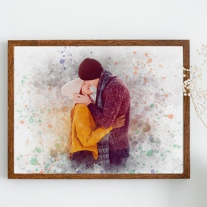 Personalised Couple Gift in Watercolour Style. Gift for Wife Husband Parents. Engagement Gift for Friends. DIGITAL PORTRAIT.